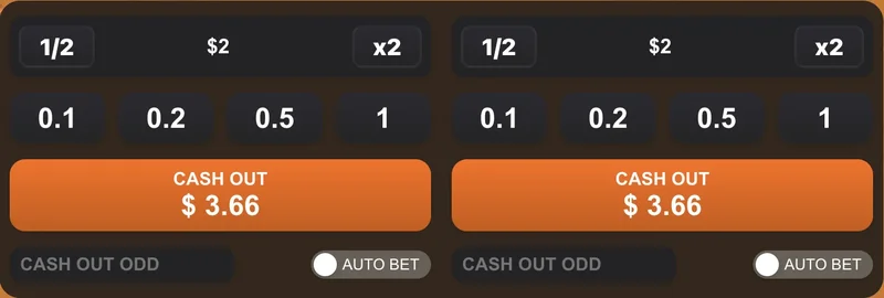 Flappy Rise double cash out showing both panels winning in the same round