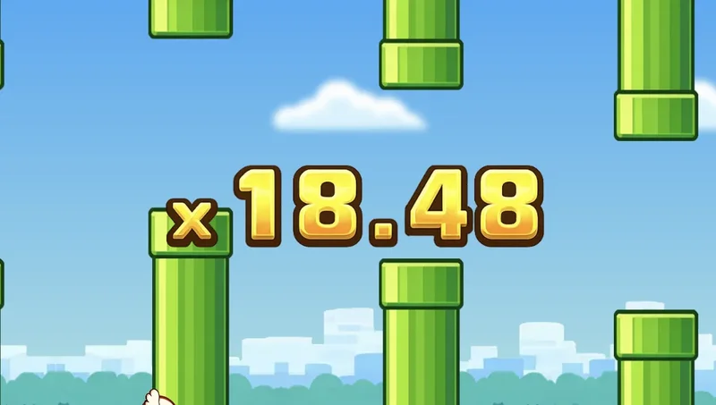 Flappy Rise high multiplier gameplay showing elevated x value